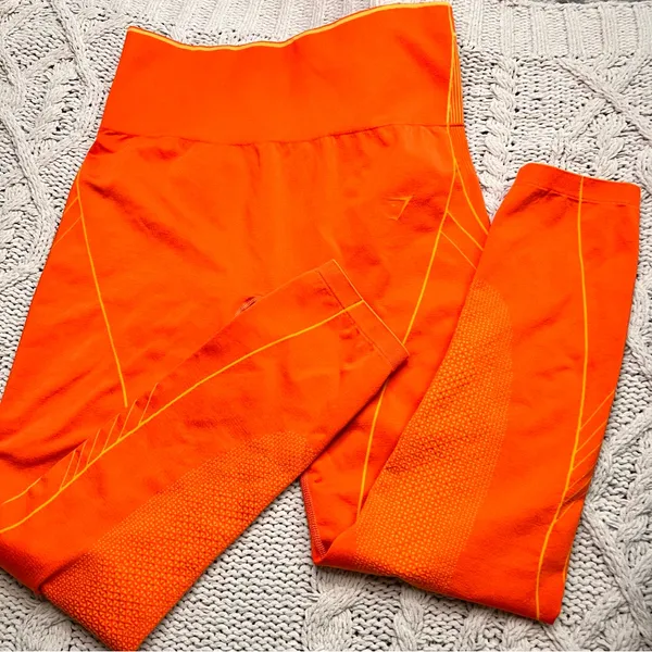 GYMSHARK Leggings Orange Apex Seamless High Waisted Size L‎ - Image 3