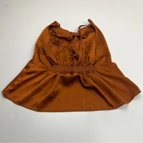 Abercrombie‎ & Fitch Satin Tie-Front Camisole Brown Womens Size Large Y2K *FLAWS - Image 13