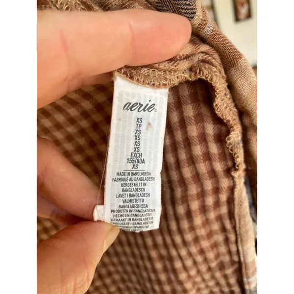 Aerie Plaid LUMBERJANE Shacket Button Up 100% Cotton Quiet Luxury Old Money XS‎ - Image 6
