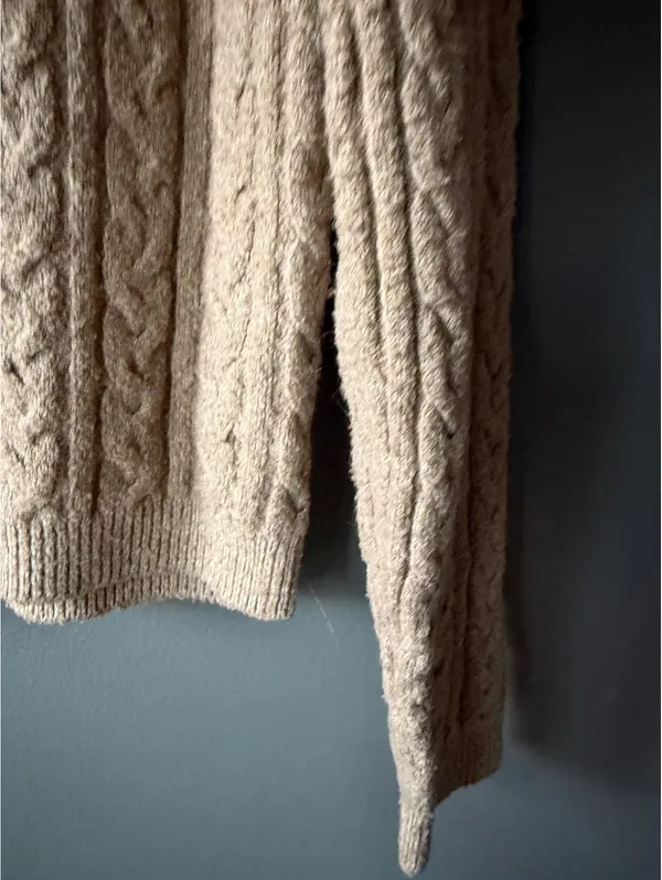 Pink Rose Tan Cable Knit Sweater and Pants Set Medium - Image 5