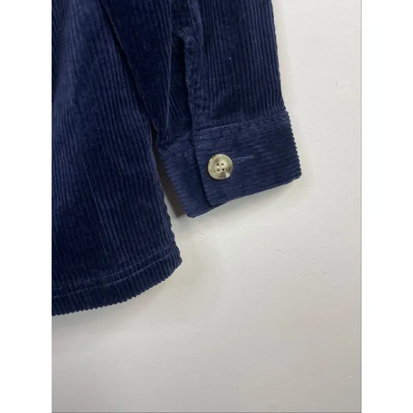Appleseeds Wide Wale Corduroy Shacket Barn Coat Chore Jacket Stretch Navy Blue M - Image 7