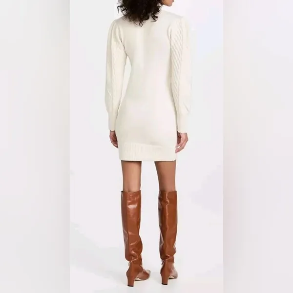 Steve Madden White Long Sleeve Sweater Dress - Image 3