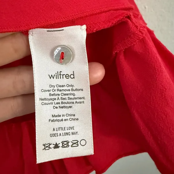 Wilfred Red Ruffle Wrap Peplum Blouse Short Sleeve V Neck‎ XS - Image 4