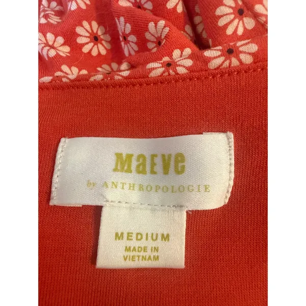 Maeve Anthropologie Medium Orange Floral Cowl Midi Jersey Dress boho cottage re - Image 5
