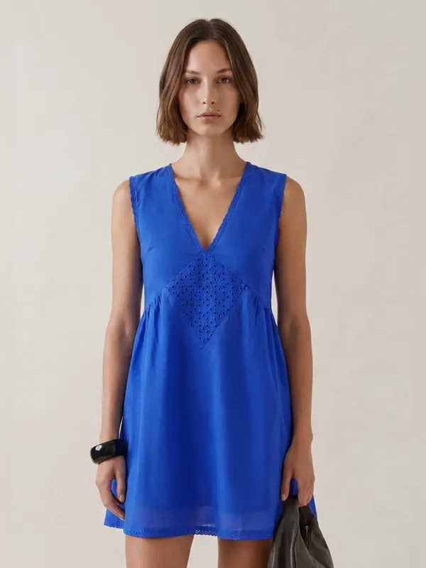 NWT kourt Tatiana Cotton Dress size Medium M blue cobalt few moda - Image 3
