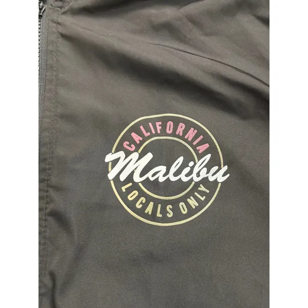 Brandy Melville Windbreaker Women Black Malibu‎ California Graphic Hoodie OS - Image 2