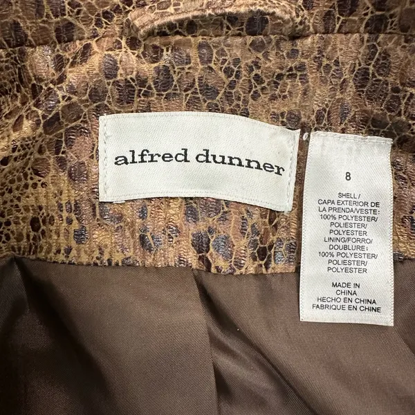 Alfred Dunner Tan Animal Print‎ Leather Jacket - Image 3