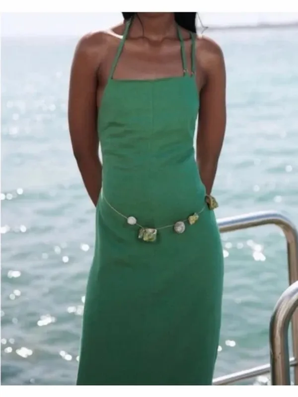 Zara Linen Blend Strappy Midi Dress - Image 2