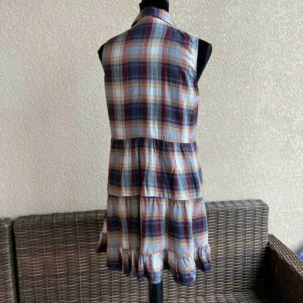 As U Wish Womens Dress Size Large Sleeveless Plaid Brown Shirt Tiered NEW‎ - Image 4