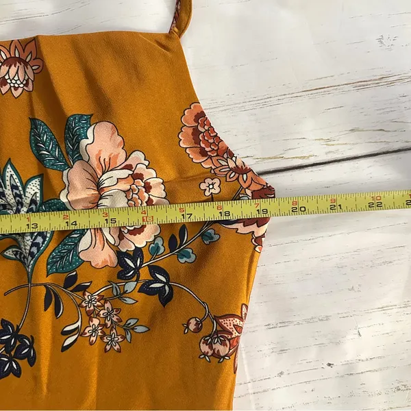 CantonWalker Slip Dress XL Orange Floral Slit Cowl Neck Sleeveless Strappy New - Image 11