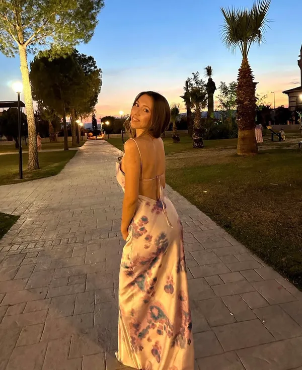 Zara maxi dress satin bodycon open back cowl neck tie dye summer evening - Image 8