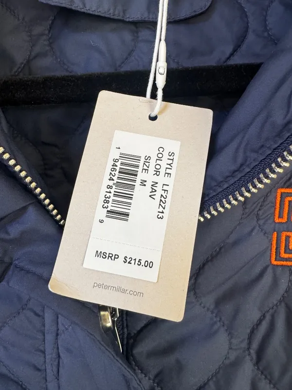 NWT Peter Millar Addison Quilted Travel Vest Navy M Medium Golf *CC customized* - Image 10