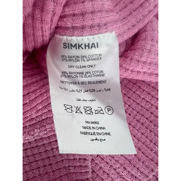 Jonathan Simkhai Whitten Pink Ribbed Knit Cropped Polo Top Size M - Image 11