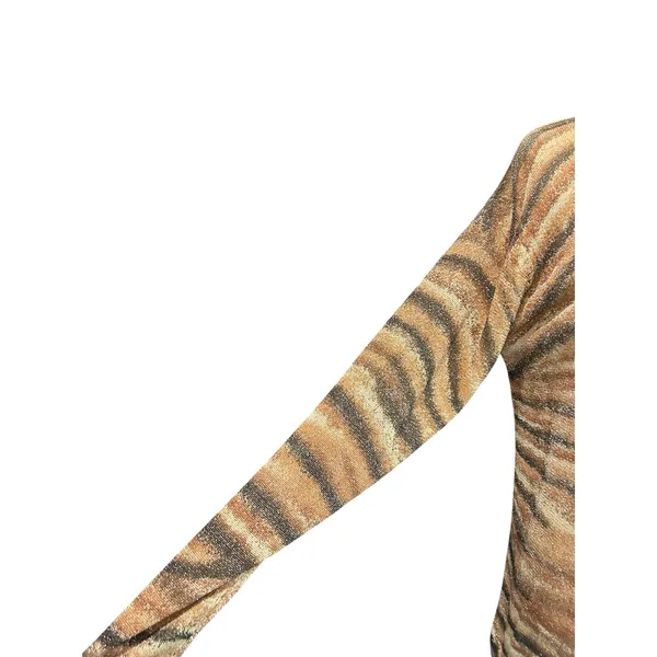 Iris Singer Italy Metallic Tiger Animal Print Lurex Cardigan S/M Y2K FLAW Artsy - Image 10