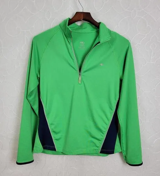 Athletic Works Womens Top Size Medium Green Quarter Zip Athletic Long Sleeves - Image 2