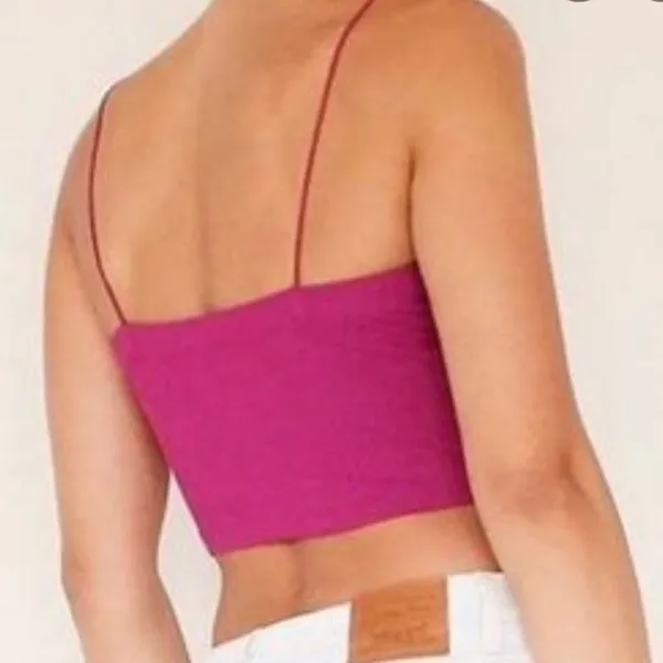 FREE PEOPLE lace up crop top pink - Image 2