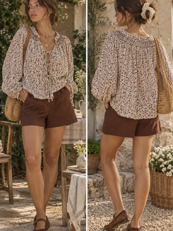 A new day Floral Blouse & Shorts Set - Image 2