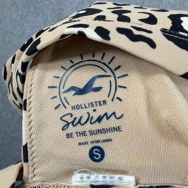 Hollister Women's Small Bikini Top Leopard Print Triangle Adjustable Tie Swim - Image 4