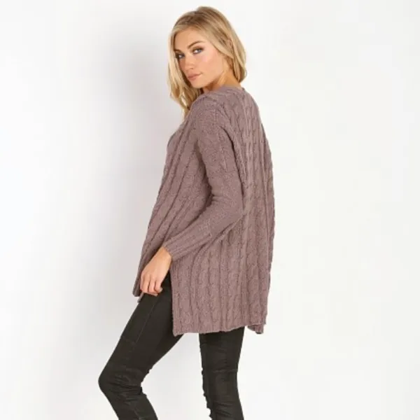 Free people easy cable v neck‎ sweater mushroom - Image 3