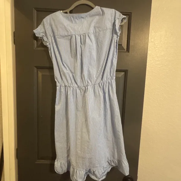 A New Day Light Blue Striped Girls' Wrap-Style Dress - Image 4