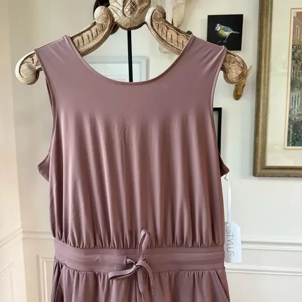 NWT Stylus Mocha Jumpsuit Wide Leg Pockets $74 M - Image 3