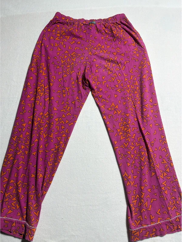 DKNY Women's Small Pink and Orange Heart Print Pajama Set - Image 11