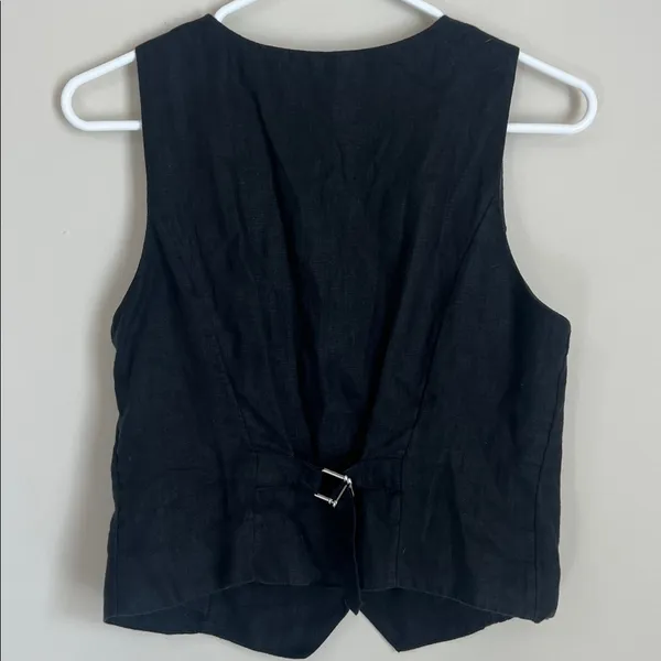 J. Crew womens linen vest Slim-fit vest black sz 4 - Image 4