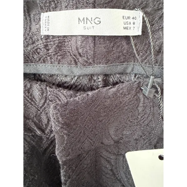 Mango MNG Suit Black‎ Paisley Jacquard Slim Ankle Slit Dress Pants USA 8 NEW - Image 4