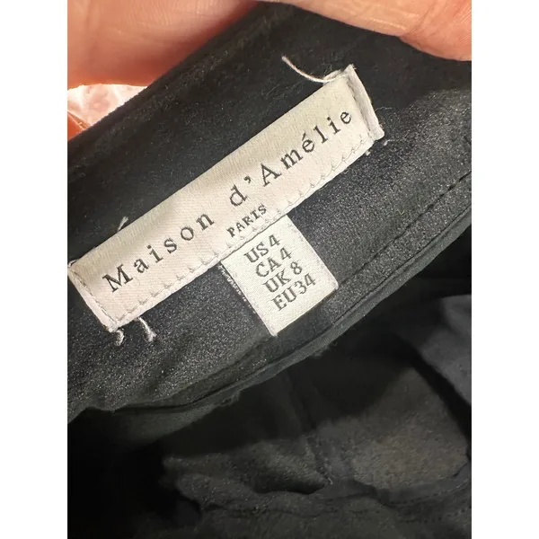 Maison d'Amelie Paris Black Velvet Sailor Wide Leg Pants Gold Crest Buttons US 4 - Image 4