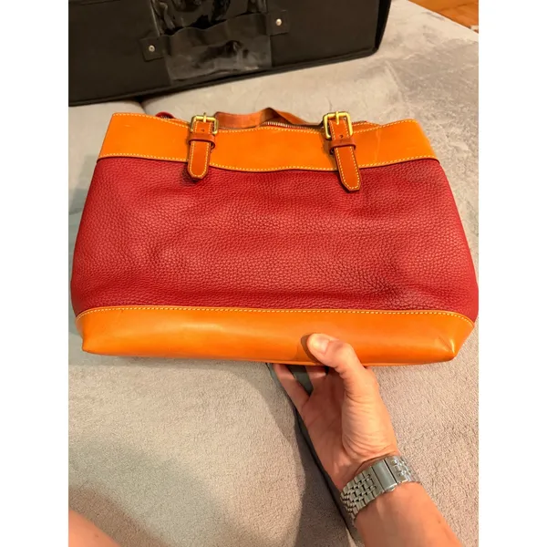 Dooney & Bourke Womens Shopper Tote Medium Cranberry Red Leather 4D234 CB Bag - Image 4