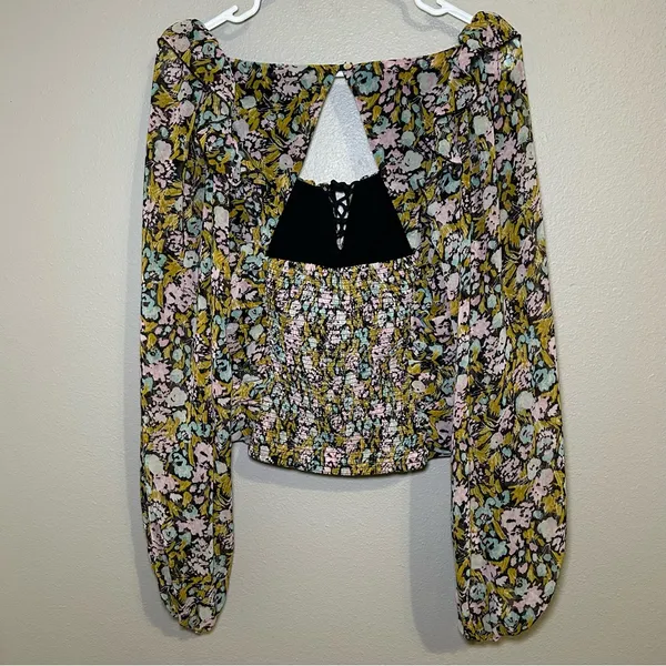 Free People Mabel Balloon Sleeve Floral Boho Blouse Women’s Size Medium - Image 8