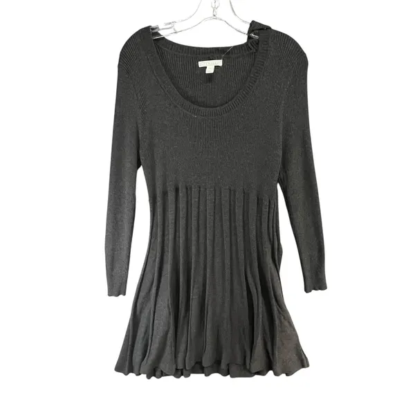 Dana Buchman Sweater Dress With Scarf‎ XL Gray Ribbed Fit Flare Timeless Career - Image 2
