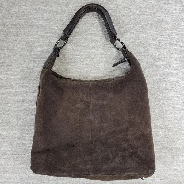 Via Spiga Suede Hobo Bag Brown Studded Rivet Leather Handle Y2K Boho Western - Image 13
