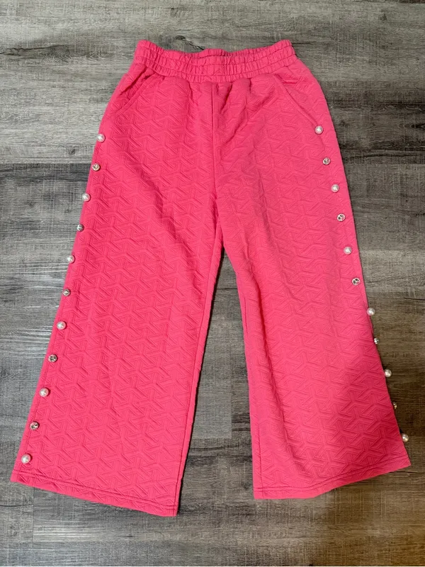 SIMPLY SOUTHERN Quilted Pearl & Rhinestone Trim joggers - Image 2