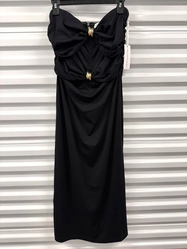 Torn By Ronny Kobo Lia Strapless Midi Dress Black Womens Size Large - Image 6