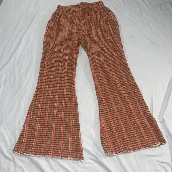 Sz S Small Free People Fine Line Slim Pant in Rust Combo Boho - Image 12