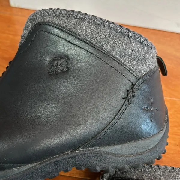 Sorel‎ Black Leather Joliette Thinsulate Waterproof Ankle Boots Size 8 - Image 5