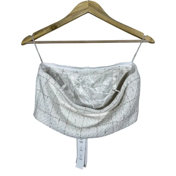 NWT Zara Tweed Metallic Sequin Tube Top Cream Gold Evening Classic Glam Size S - Image 4