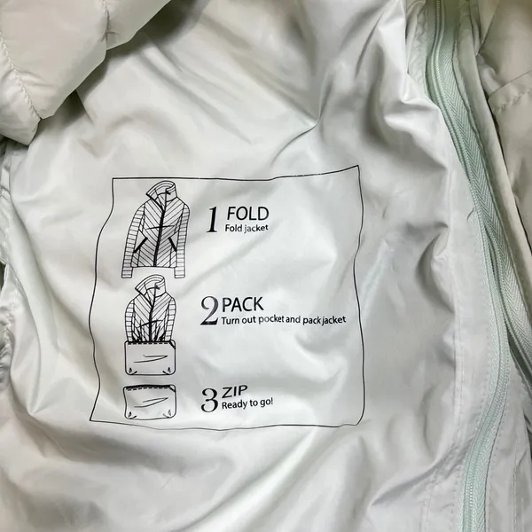 T‎ by Talbots Packable Puffer Jacket XL Mint Green Chevron Quilted Zip Up EUC - Image 6