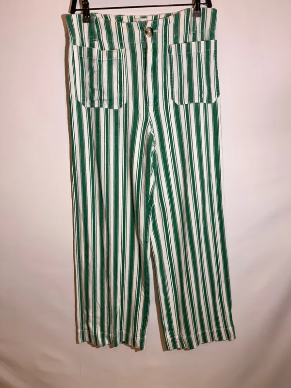 Anthropologie Maeve Colette Striped High Rise Linen Blend Wide Leg Pants Size 30 - Image 5
