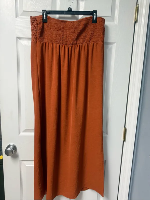 No Boundaries Rust Maxi Skirt with Smocked Waist - Image 3
