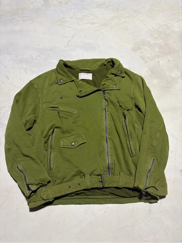 Free people we the free rebel knit oversized Green Women's Moto Jacket large - Image 2