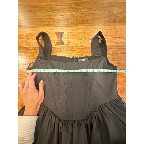 RESET Black Corset Mini Dress Size Large Goth Grunge Tulle - Image 10
