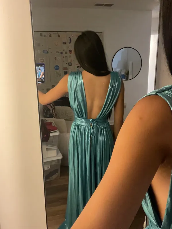 Bronx and Banco Romi Metallic Gown Blue Womens Size XS - Image 3