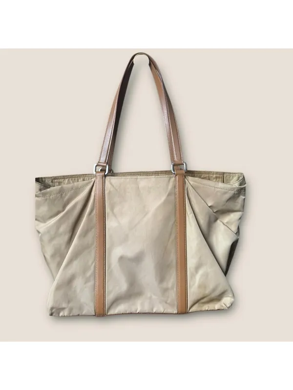 Y2K Archive Prada Nylon Tote Khaki Brown Leather - Image 7