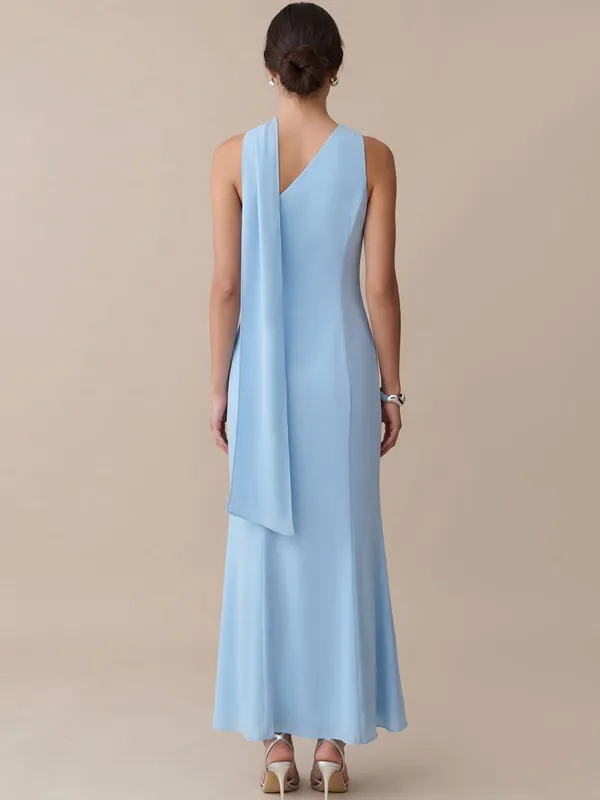 NWT Few Moda Citara Dress size 12 Light Blue one shoulder chiffon maxi o.p.t - Image 4