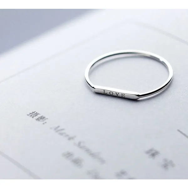 Boutique Dainty White‎ Gold-Plated S925 LOVE Bar Band Ring | Sz 6 NEW - Image 6
