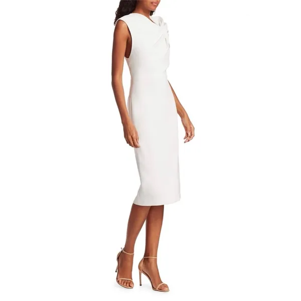 Alice + Olivia Kiro White Ruffle Gathered One Shoulder Wedding Sheath Dress 2 - Image 3