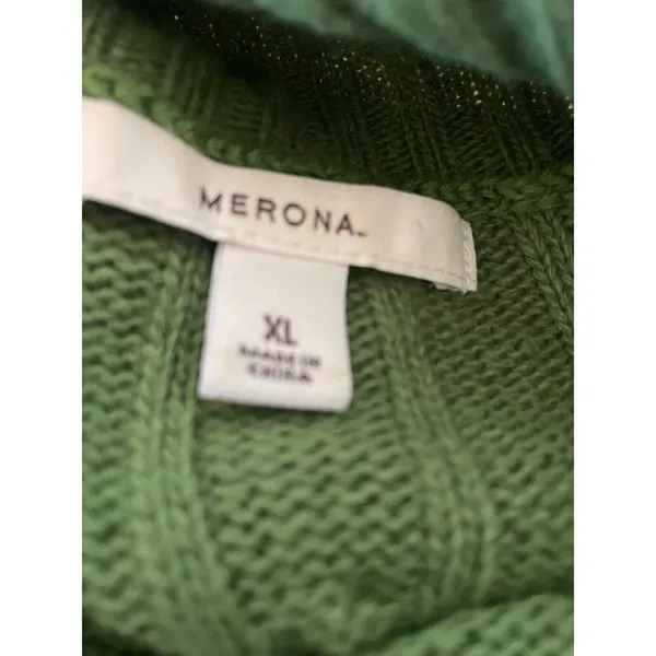Merona Grass Green Cable Knit Turtleneck Sweater Size XL - Image 5