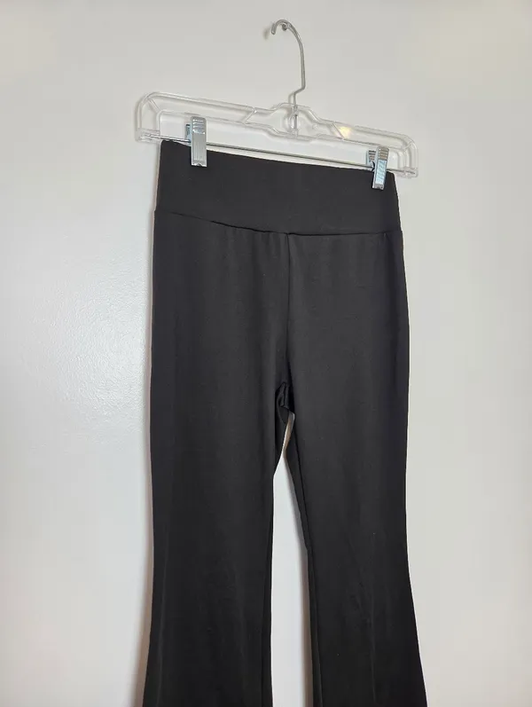 Flare Leg Black Yoga Pants Mid Rise Gym Workout Y2K 90s Wide Leg Bratz Small - Image 2